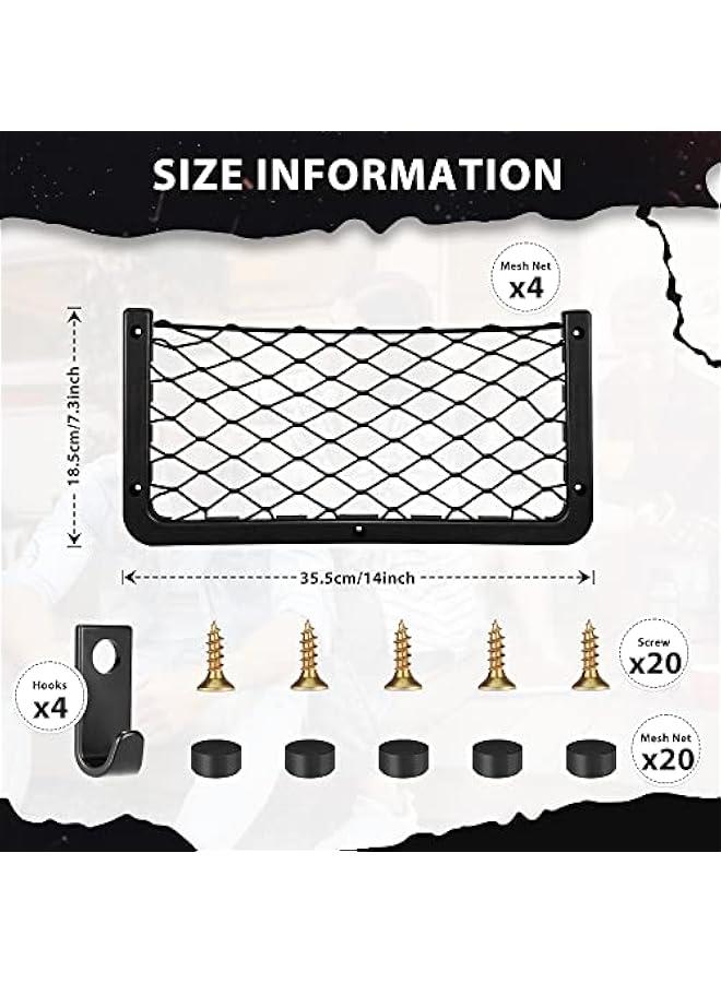 4PCS Frame Car Storage Cargo Net Bag, ABS Plastic Framed Automotive Organizer with Mesh Net Pocket and Screws for Vehicle Use (14.37 × 7.28 in) - Image 3
