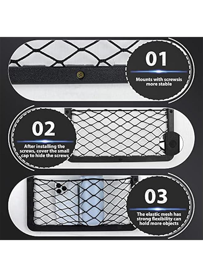 4PCS Frame Car Storage Cargo Net Bag, ABS Plastic Framed Automotive Organizer with Mesh Net Pocket and Screws for Vehicle Use (14.37 × 7.28 in) - Image 5