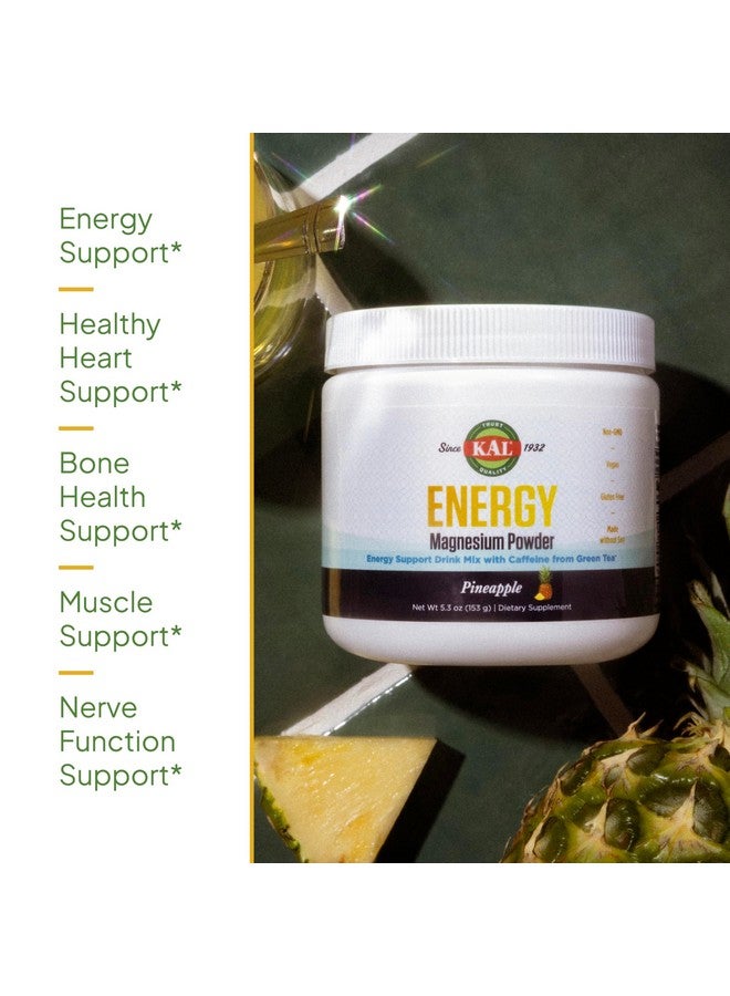 KAL Energy Magnesium Powder Drink, Pineapple Flavor Magnesium Citrate Powder, Energy Support with Green Tea Caffeine, Sugar Free, 40 Servings - Image 3
