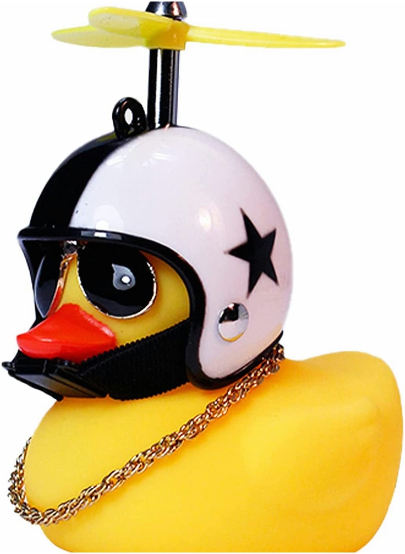 SYOSI Rubber Duck, Toy Car Ornaments, Dashboard Decorations Cool, Glasses, Cute Yellow with Propeller  - Image 1