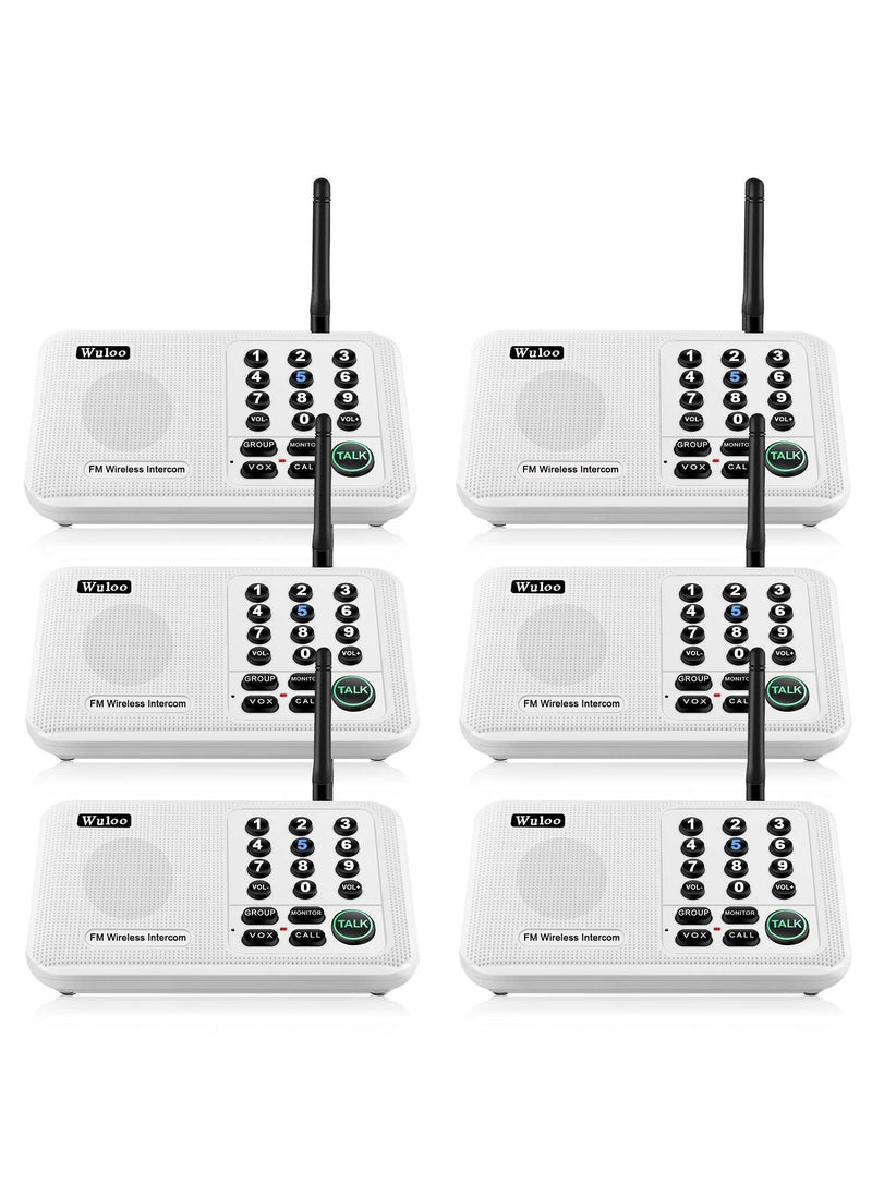 Wuloo Wuloo Intercoms Wireless for Home 5280 Feet Range 10 Channel 3 Code, Wireless Intercom System for Home House Business Office, Room to Room Intercom, Home Communication System (6 Units Set, White)  - Image 1