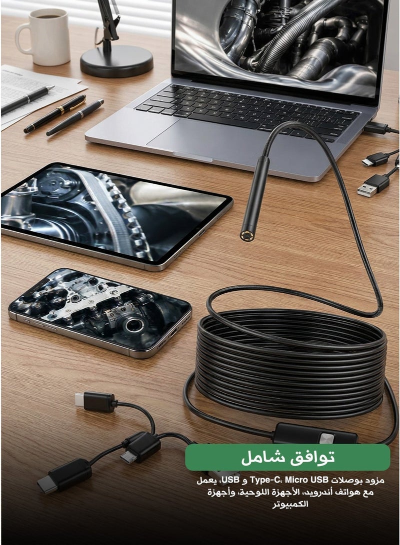 Camera Digital Industrial Endoscope Multi-Purpose with Multi-Mode Light Flexible Probe For Engines Pipes & Tight Spaces LED Light 2m Cable IP67 Waterproof For Android & PC With Hooks Magnets & Side Mirror - Image 4