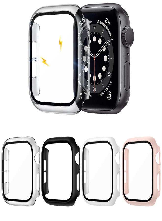 ZEBRE 4-Pack Hard PC Case with Tempered Glass Screen Protector Compatible with Apple Watch Series 6 SE Series 5 Series 4 44mm - Image 1