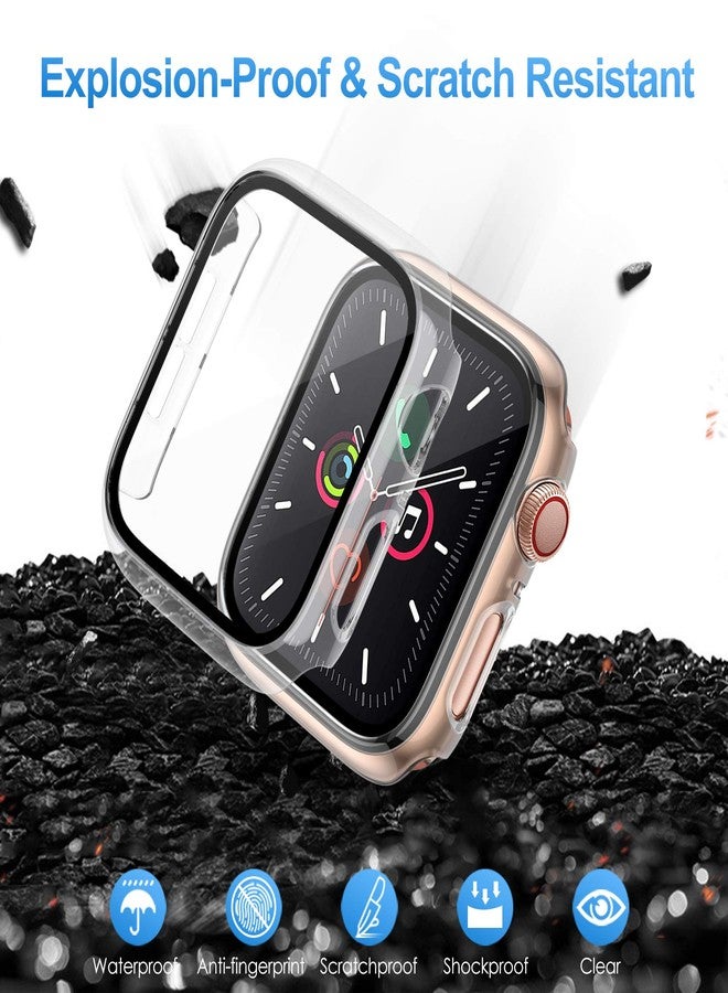 ZEBRE 4-Pack Hard PC Case with Tempered Glass Screen Protector Compatible with Apple Watch Series 6 SE Series 5 Series 4 44mm - Image 3