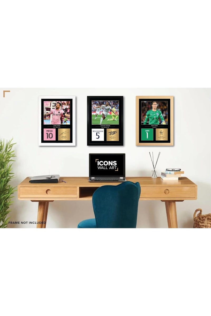 EMODA Real Madrid Legends Ronaldo Zidane Mbappe 30x40 cm Football Wall Art Unframed - Image 4