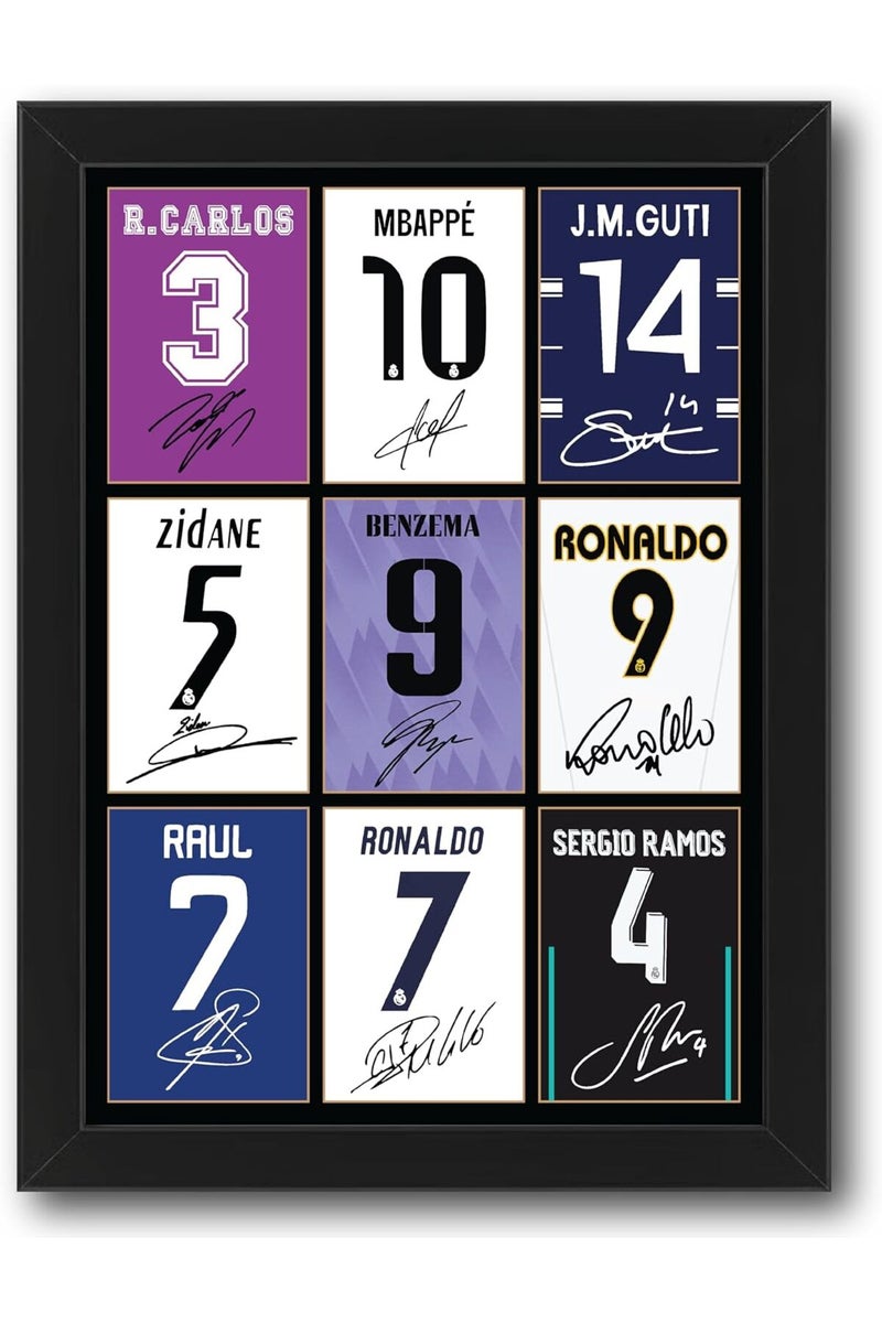 EMODA Real Madrid Legends Ronaldo Zidane Mbappe 30x40 cm Football Wall Art Unframed - Image 1