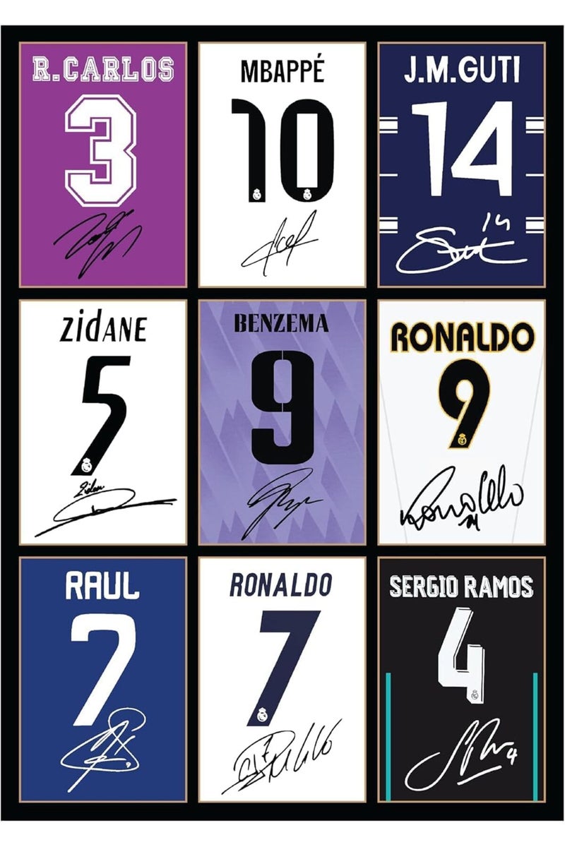 EMODA Real Madrid Legends Ronaldo Zidane Mbappe 30x40 cm Football Wall Art Unframed - Image 2