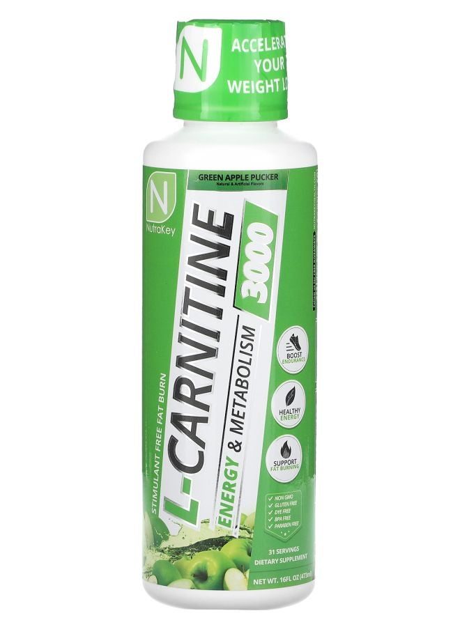 LCarnitine 3000 Green Apple Pucker 16 fl oz (473 ml)