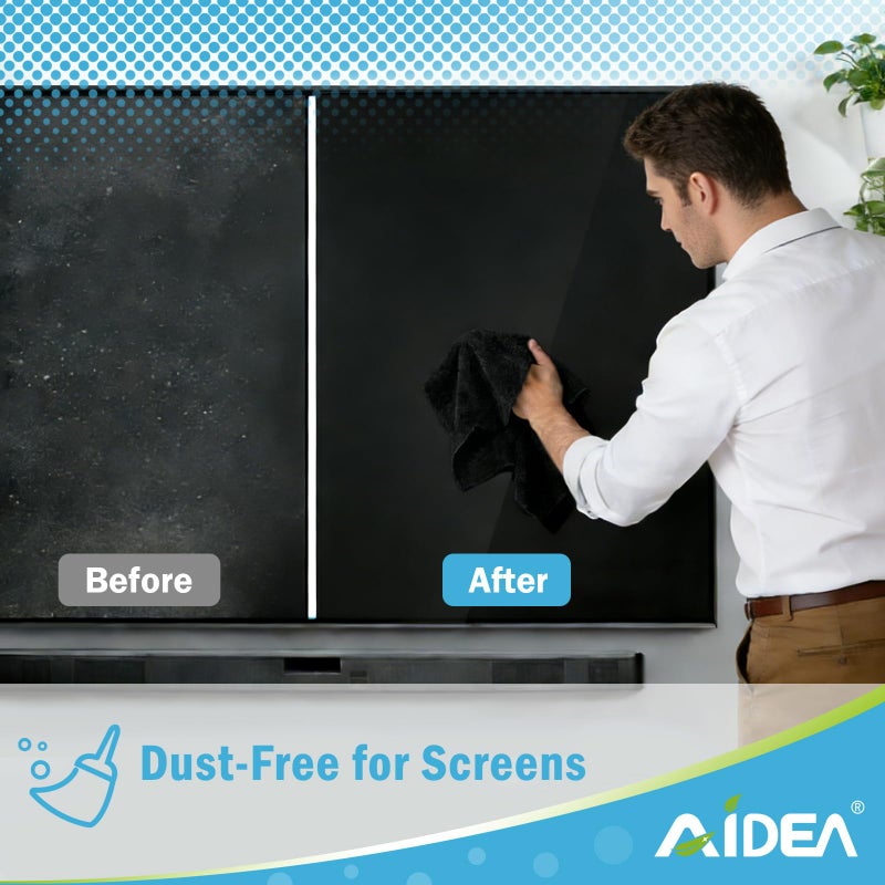 AIDEA Microfiber Cleaning Cloth Black 50PK, Microfiber Towels for Cars, Premium Car Cloths, Dusting Cloth Lint Free Cleaning Rags for SUVs, House, Kitchen, Window, Workshops,11.5Ã—11.5" - Image 3