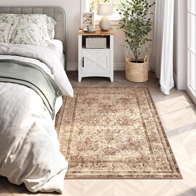 SONGMICS HOME Area Rug, 3x5 ft Living Room Rug, Non-Slip Carpet, Farmhouse Style Rug, Home Decor, for Bedroom, Kitchen, Entryway, Dining Room, Machine Washable - Image 1