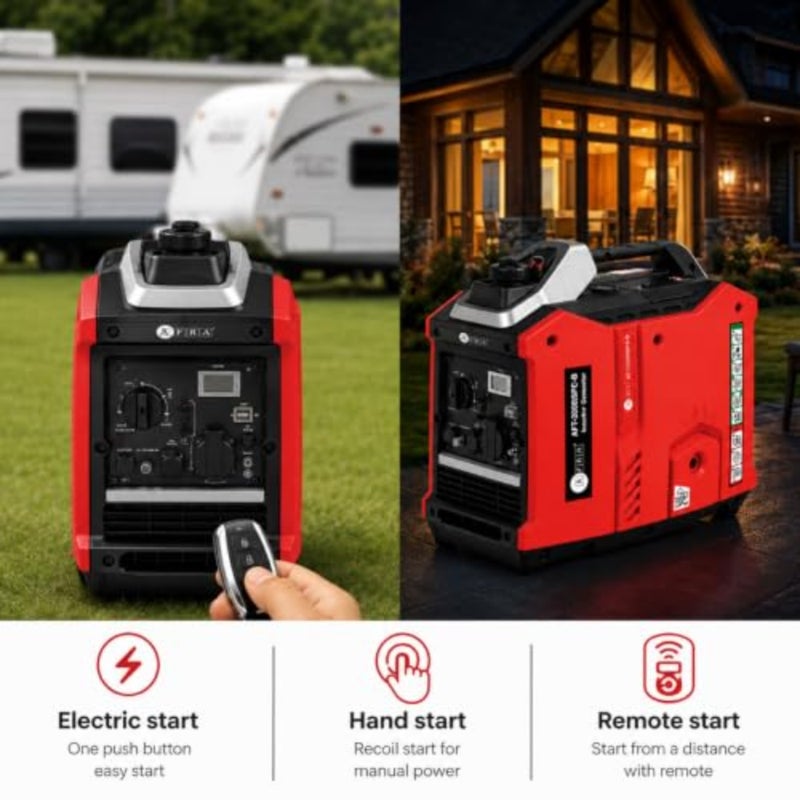 Silent Inverter Generator 2000W, 1.8KW Rated 2KW Max Power Petrol Generator, Pure Sine Wave Portable Power Backup, Low Noise 68dB, 79.7cc Engine, 4.8L Tank, 1 Year Warranty, AFT-2000SIPG-B - Image 2