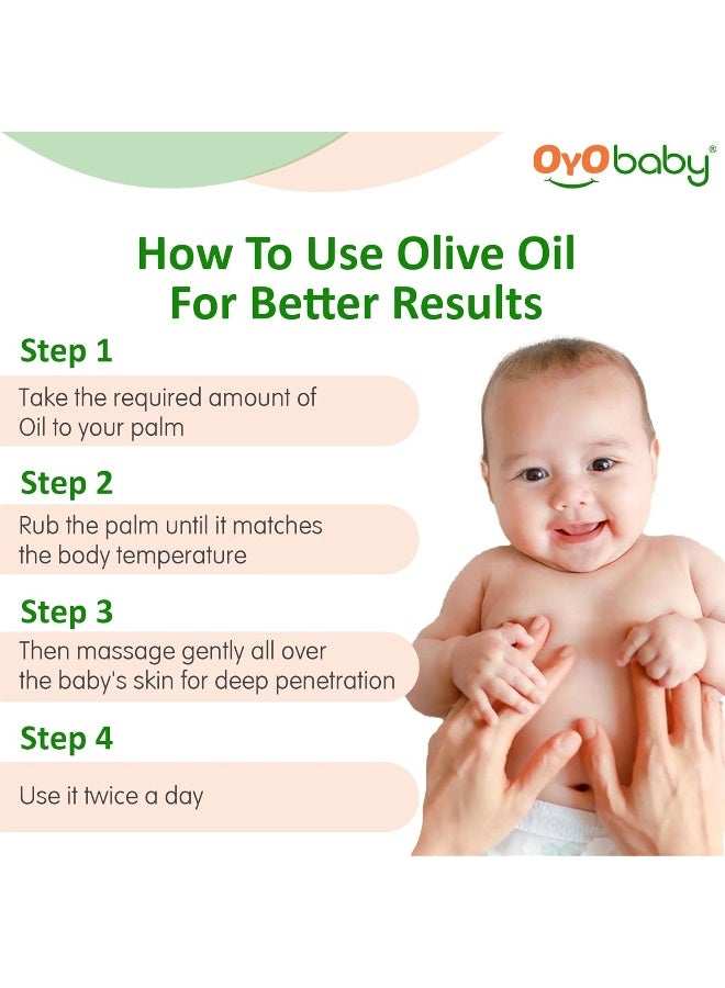 OYO BABY Extra Virgin Cold Pressed Olive Oil for Hair and Skin 100ml - Image 5