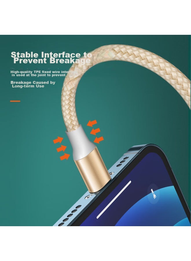 Newmine Apple/type-c/android Usb-c 3-in Charging Cable, Compatible With Iphone 14/13 Pro Max/xiaomi/huawei Phones And Tablets, Gold - Image 5