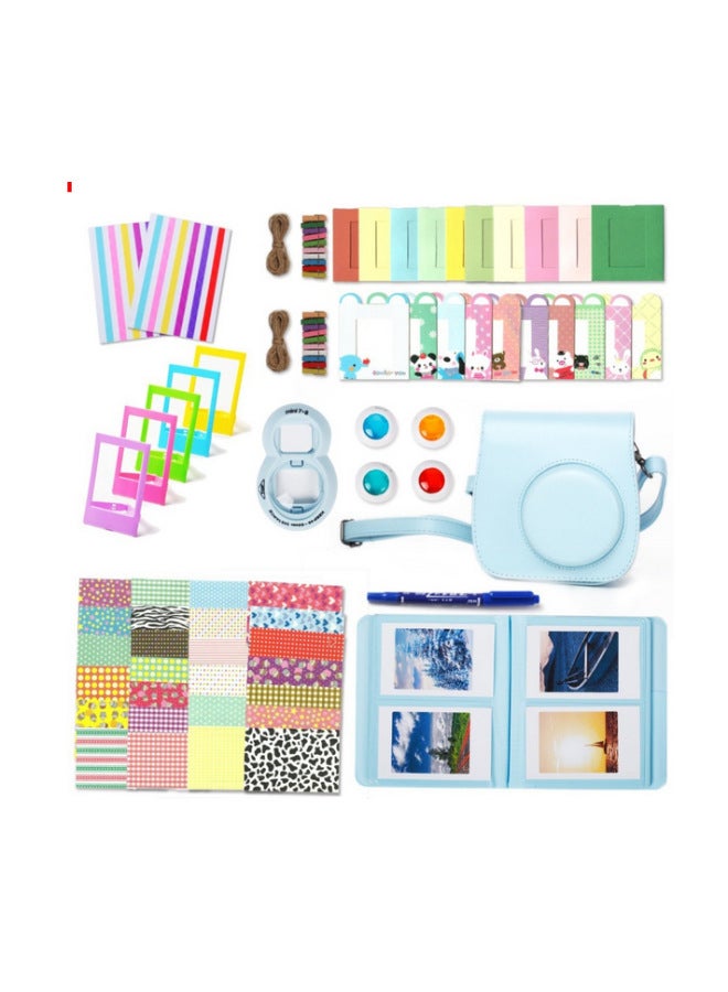 Generic POLARIDE Mini9/8 +/8 Retro Camera Bag Album Sticker Filter Photo Frame Accessories Set 12-in -1 Set-Color:Blue  - Image 1