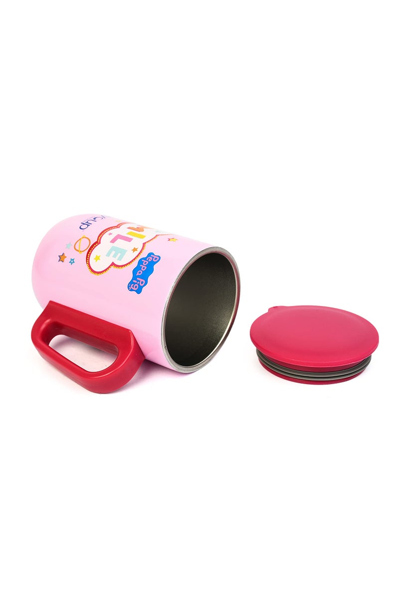 YOUP Stainless Steel Pink Color Peppa Pig Smile Kids Insulated Mug with Cap - 320 ml - Image 5
