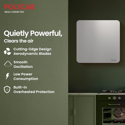 Polycab Freshly Prime 150mm Air Exhaust fan for Kitchen, Bathroom | Noiseless, Sleek Design Easy to Clean | High Speed, Powerful Motor, 100% Copper Winding, 3 Year Warranty【Steel Finish】 - Image 4