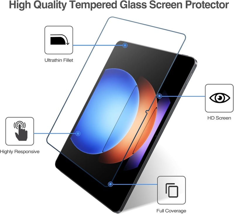 برو كيسيز عبوة من قطعتين من واقي الشاشة لجهاز Xiaomi Pad 6S Pro مقاس 12.4 بوصة، مع طبقة حماية من الزجاج المقوى لجهاز Xiaomi Pad 6S Pro مقاس 12.4 بوصة - Image 3