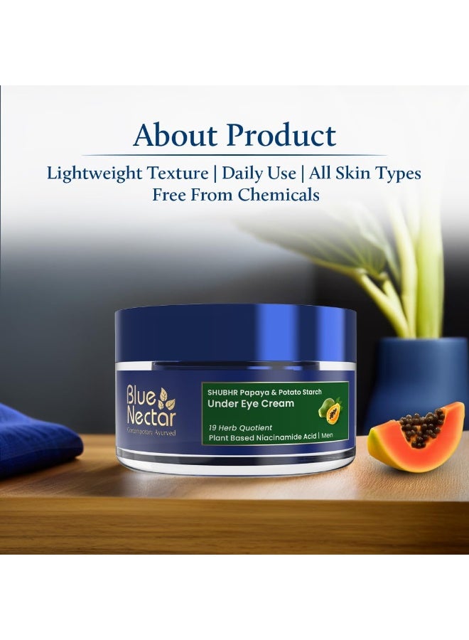 Blue Nectar Under Eye Cream for Dark Circles for Men | Natural Niacinamide Cream from Papaya & Potato | Effective for Wrinkles, Fine Lines & Puffiness (19 Herbs,15gm) - Image 2