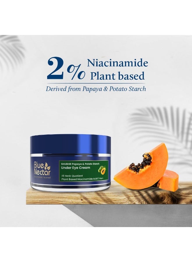Blue Nectar Under Eye Cream for Dark Circles for Men | Natural Niacinamide Cream from Papaya & Potato | Effective for Wrinkles, Fine Lines & Puffiness (19 Herbs,15gm) - Image 3