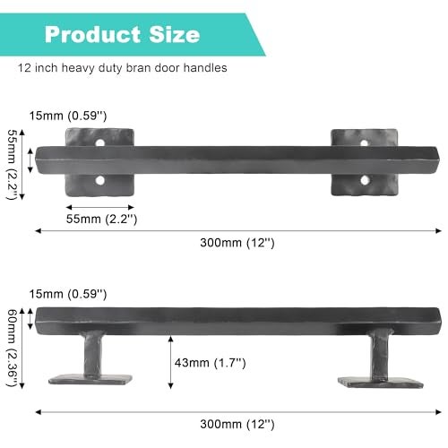 Eumtenr Rustic Barn Door Handles for Sliding Door 12 Rhombus Heavy Duty Large Design Pull Handle for DIY Sliding Barn Door Gate Shed Garage Solid Metal Material Matte Black - Image 3