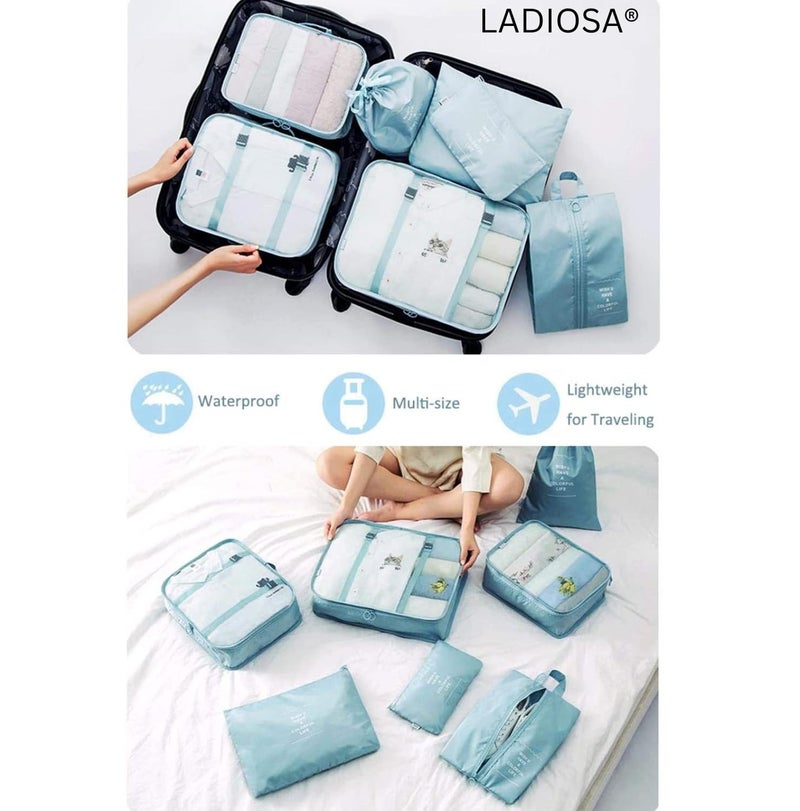 Ladiosa® Nylon Travel Organizer, Packing Cubes for Travel, Travel Essentials, Packing Cubes, Packing Bags for Clothes, Travel Organizer for Women, Packing Bags, 2.8x19.2 cm, Blue - Image 2