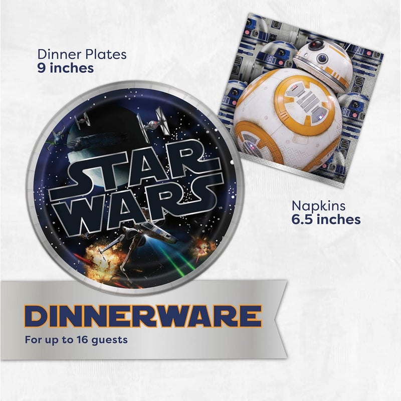 Unique Star Wars Birthday Decorations Set  With 16 Plates 16 Napkins 16 Masks Banner Tablecover Birthday Sticker  Officially Licensed - Image 4