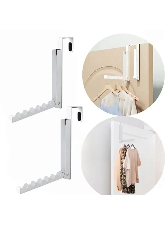 1pc Heavy Duty White Iron Foldable Door Hook No Drill Installation Space Saving - Image 2