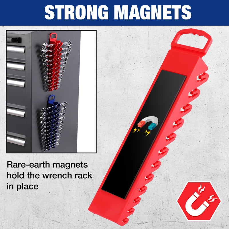 WORKPRO 2-Pack Magnetic Wrench Organizer, 12-Piece Gripper Wrench Holder for Stubby or Line Wrenches, Quality Wrench Rack Fits for SAE (1/4â€ to 15/16â€) and Metric (6mm to 24mm), Flexible Teeth - Image 3