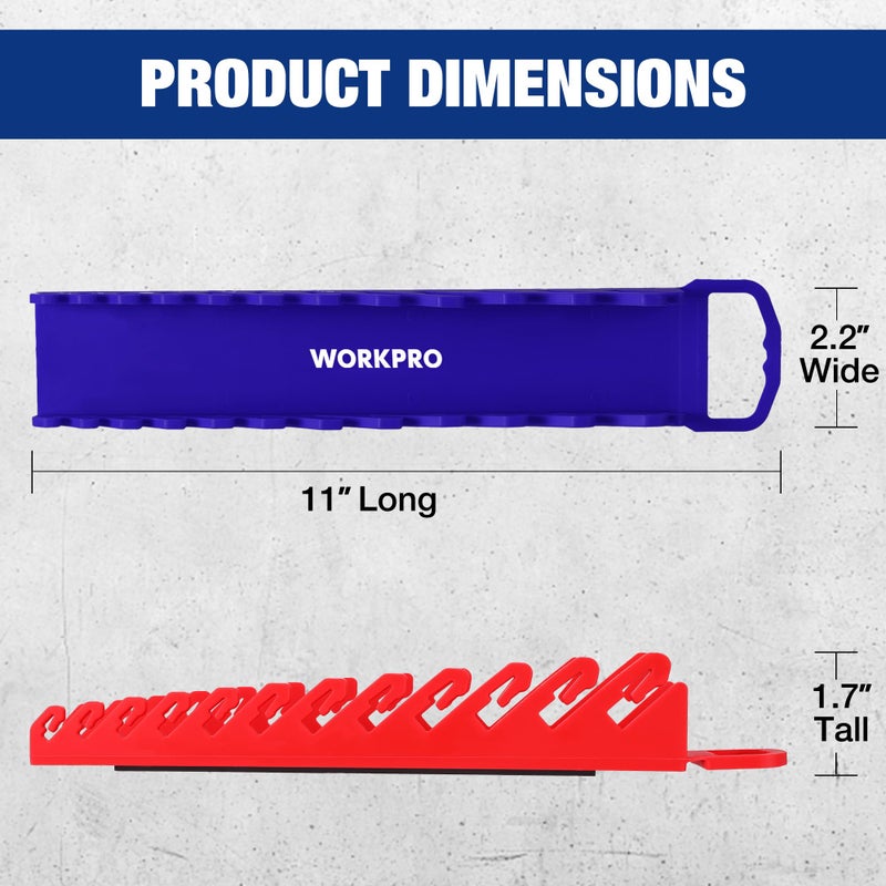 WORKPRO 2-Pack Magnetic Wrench Organizer, 12-Piece Gripper Wrench Holder for Stubby or Line Wrenches, Quality Wrench Rack Fits for SAE (1/4â€ to 15/16â€) and Metric (6mm to 24mm), Flexible Teeth - Image 2