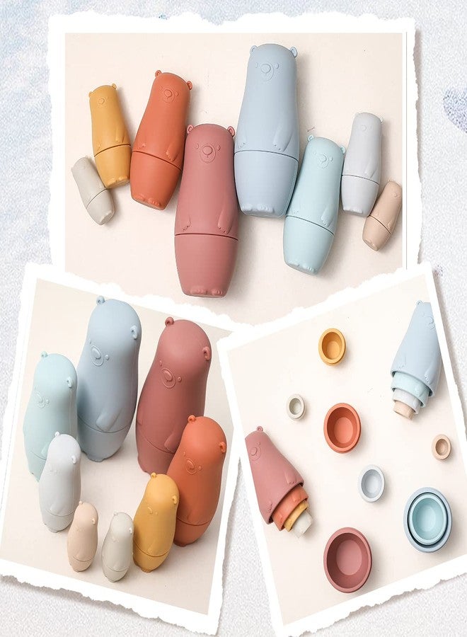 OESSUF Russian Nesting Dolls for Kids Silicone Easter Toys Matryoshka Doll Montessori Educational Toy Bears Stacking Nesting Doll Toys for Toddlers 3 Years Up (Red Doll) - Image 4