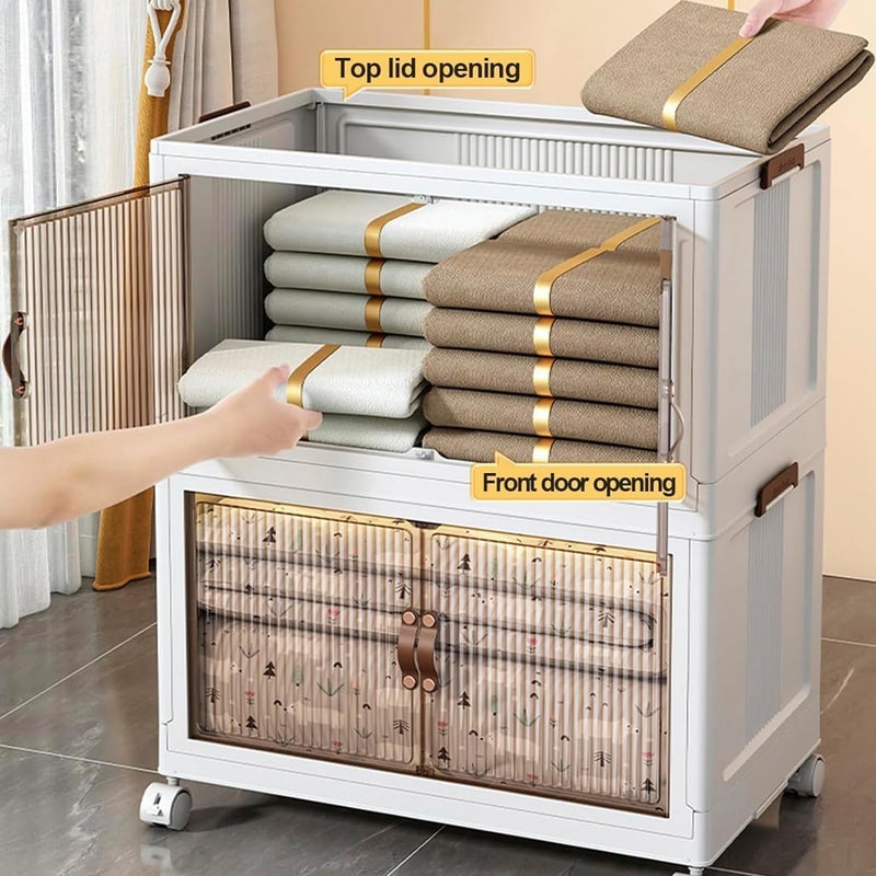 Fodgo Fodgo Storage Organizer Folding Stackable Storage Cabinet with Doors and Foldable Wardrobe Plastic Drawers Storage for Bedroom Living Room and Office 3 pcs - Image 5