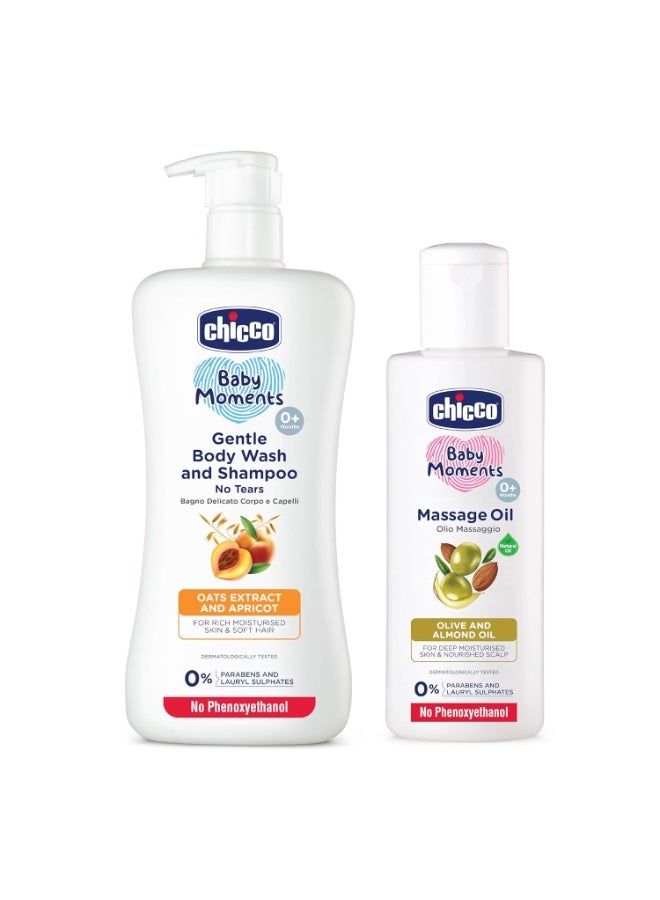 Chicco Baby Bath and Massage Combo - Gentle Bodywash 500ml and Massage Oil 200ml - Image 2