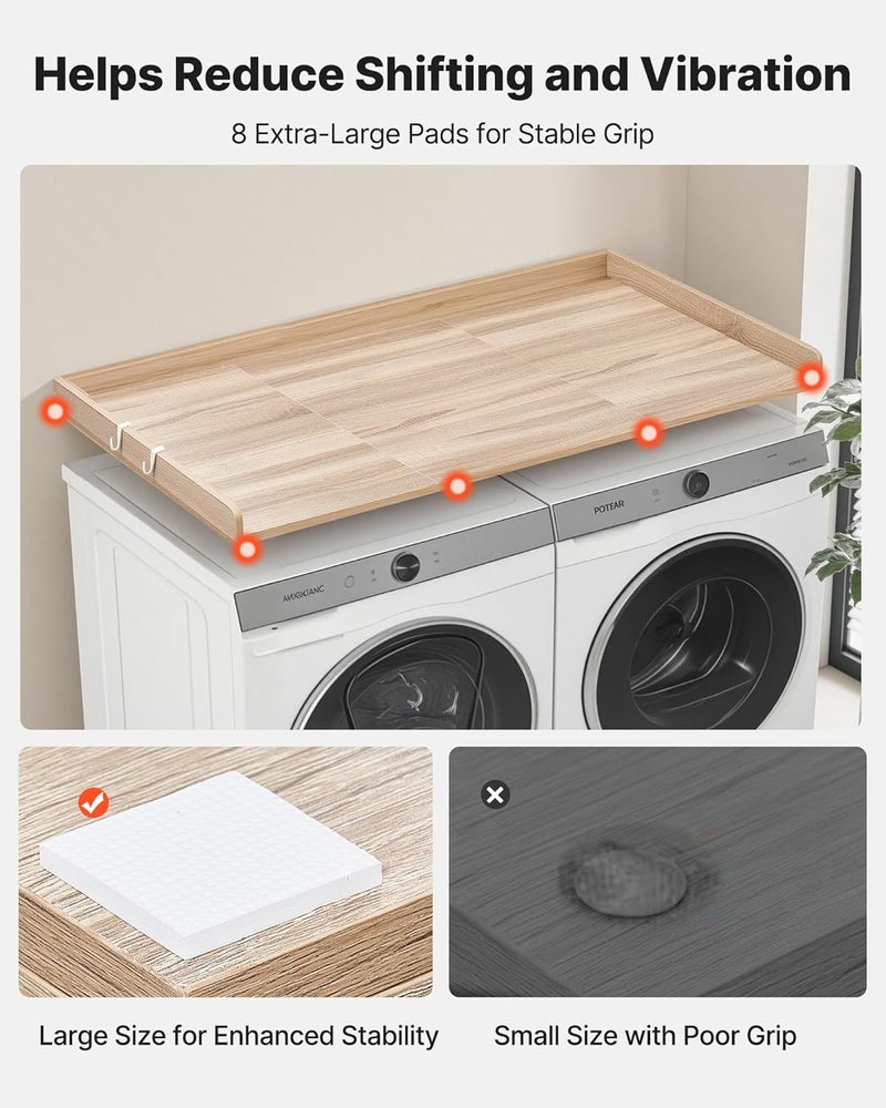 VEVOR Washer Dryer Countertop with 3 Splicing Panels, 54" x 27" Wooden Washer and Dryer Countertop with 2 Hooks, Water-Resistant Laundry Topper for Laundry Room Organization and Storage, Oak - Image 5