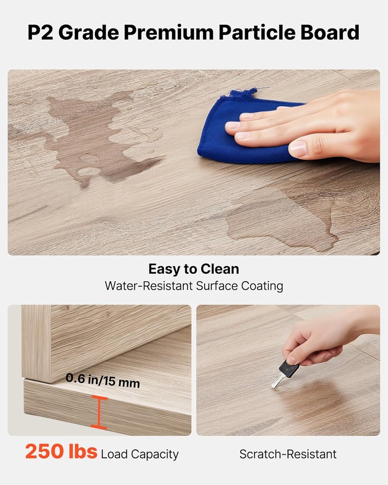 VEVOR Washer Dryer Countertop with 3 Splicing Panels, 54" x 27" Wooden Washer and Dryer Countertop with 2 Hooks, Water-Resistant Laundry Topper for Laundry Room Organization and Storage, Oak - Image 4