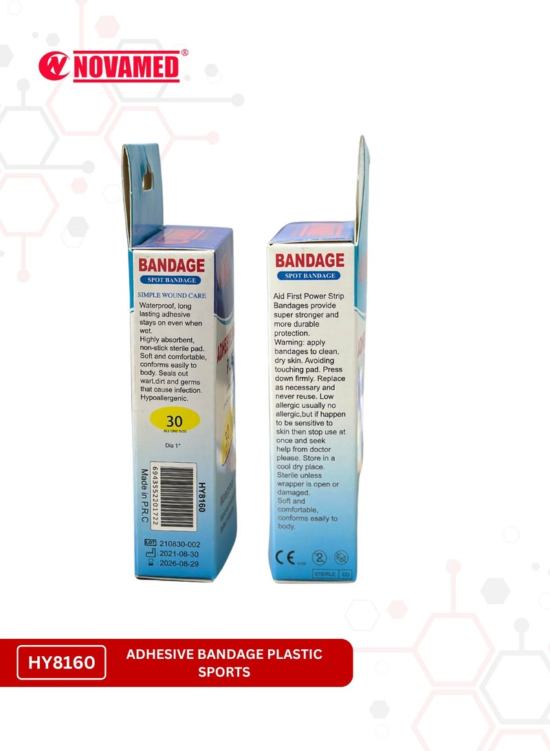 NOVAMED Adhesive Bandage Plastic Spots Waterproof 30 All One Size - Image 2