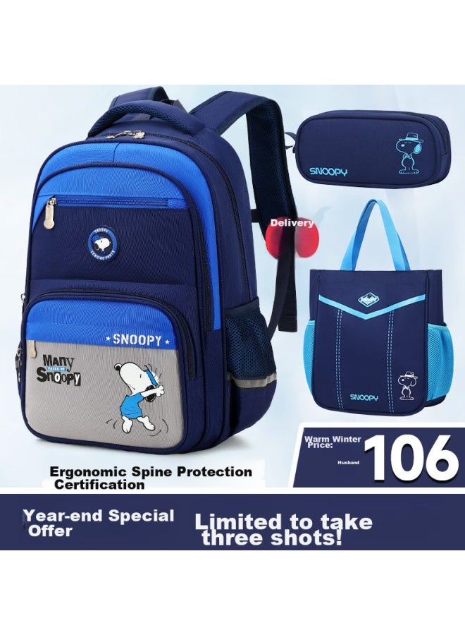 Snoopy Children's Backpack For Boys 1st-3rd-6th Grade Primary School Students Junior High School Casual Double Shoulder Backpack Girls Blue - Image 1
