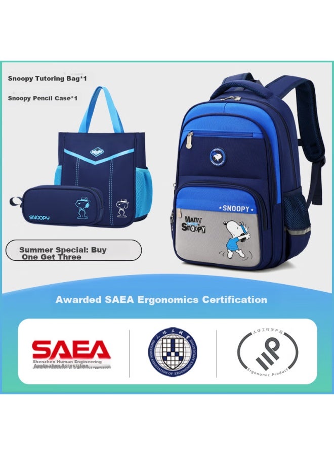 Snoopy Children's Backpack For Boys 1st-3rd-6th Grade Primary School Students Junior High School Casual Double Shoulder Backpack Girls Blue - Image 3