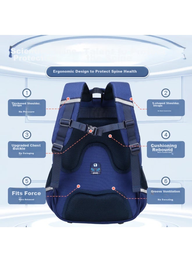 Snoopy Children's Backpack For Boys 1st-3rd-6th Grade Primary School Students Junior High School Casual Double Shoulder Backpack Girls Blue - Image 4