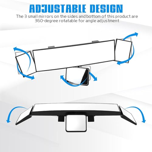 MASSMOT Car Rear View Mirror Interior Mirror Wide Angle Panorama Safety Mirror Interior Mirror Large Vision Mirror 1Pcs (Black-3) - Image 3