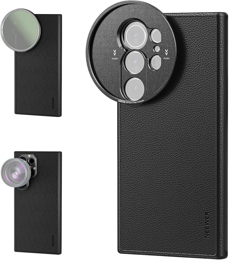 Neewer S25 Ultra Case, Protective Faux Leather Phone Case With 17Mm Lens Mounts & 67Mm Filter Adapter For Video Recording, Compatible With Samsung Galaxy S25 Ultra Magsafe Charging, Pa092 - Image 1