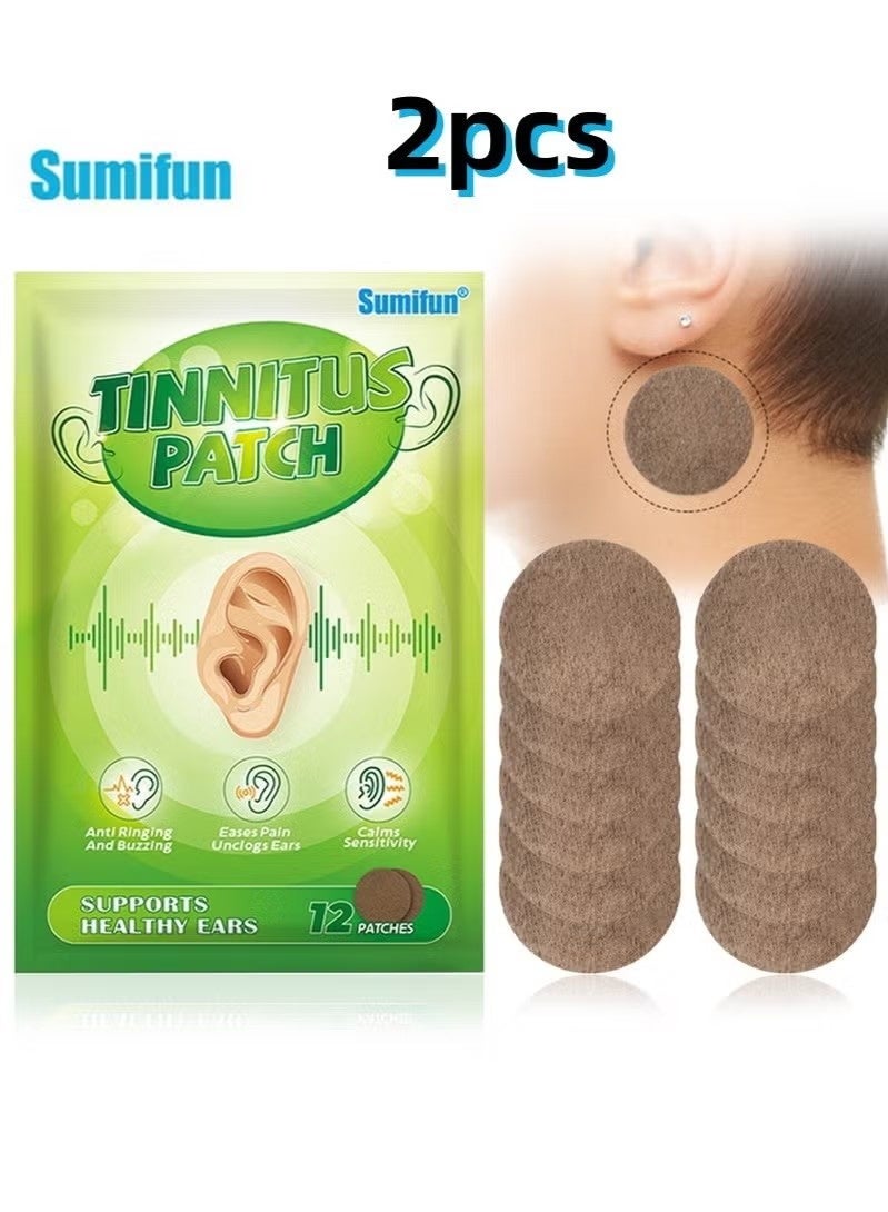 سوميفون لصقتان لعلاج طنين الأذن، لصقات لتخفيف طنين الأذن، علاج طبيعي بالأعشاب لتخفيف طنين الأذن، تخفيف فقدان السمع، حماية صحة الأذن (12 لصقة) - Image 1