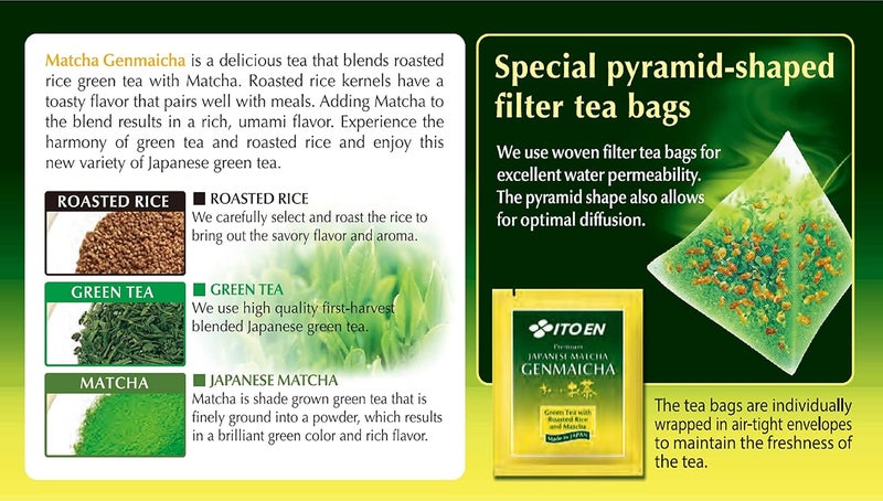 ITO EN Premium Japanese Matcha Genmaicha Green Tea - 50 Tea Bags - Image 4