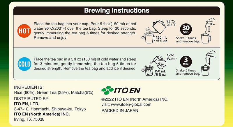 ITO EN Premium Japanese Matcha Genmaicha Green Tea - 50 Tea Bags - Image 3