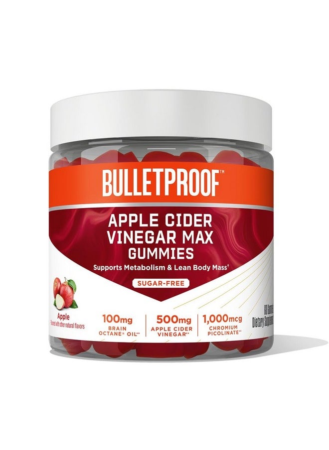 بوليت بروف حلوى جيلاتينية خالية من السكر من Bulletproof Apple Cider Vinegar Max، 60 قطعة، مكمل غذائي كيتو للرغبة الشديدة في تناول الطعام، يدعم عملية التمثيل الغذائي  - Image 1