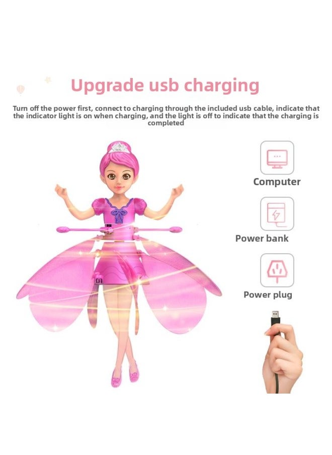 Generic - Remote Control Aircraft Children's Induction Levitation Aircraft Helicopter Toy Girl Gift Drone Flying Fairy-Color:Induction Ice Princess [color Box Version + Remote Control] Built-in Usb Charging Cable - Image 1