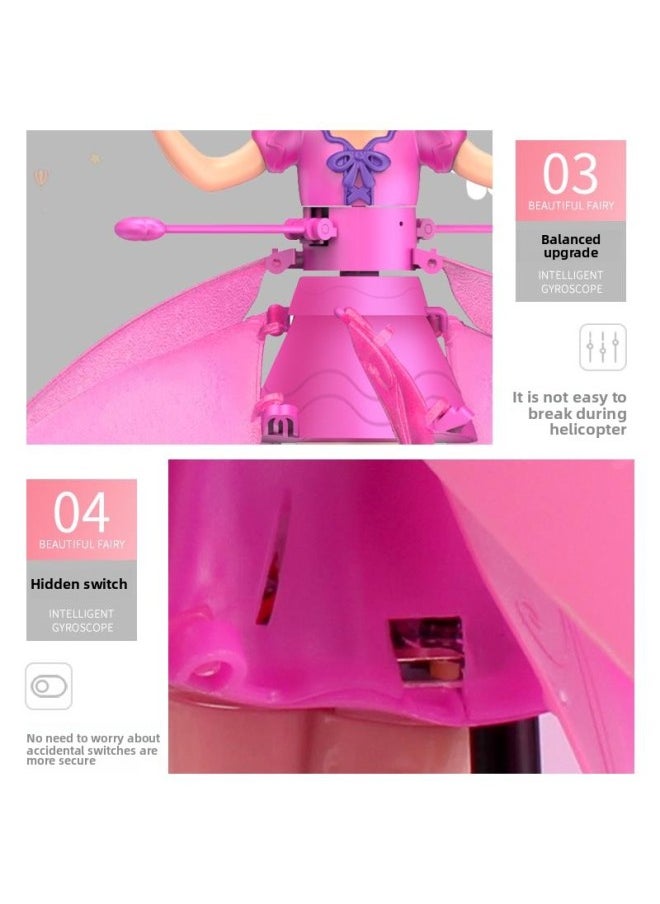 Generic - Remote Control Aircraft Children's Induction Levitation Aircraft Helicopter Toy Girl Gift Drone Flying Fairy-Color:Induction Ice Princess [color Box Version + Remote Control] Built-in Usb Charging Cable - Image 1