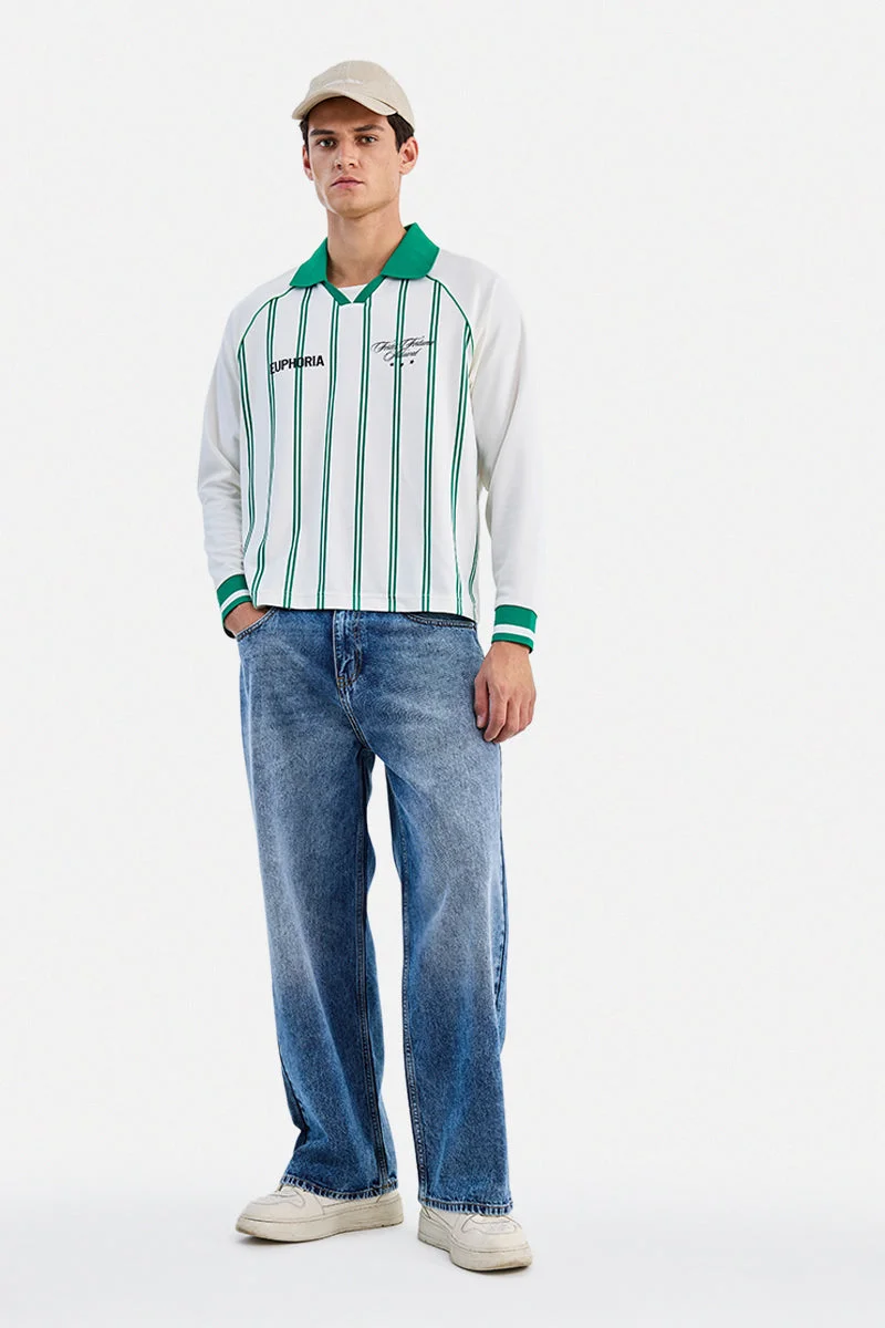 سنيتش Blue Solid Loose Fit Streetwear Jeans