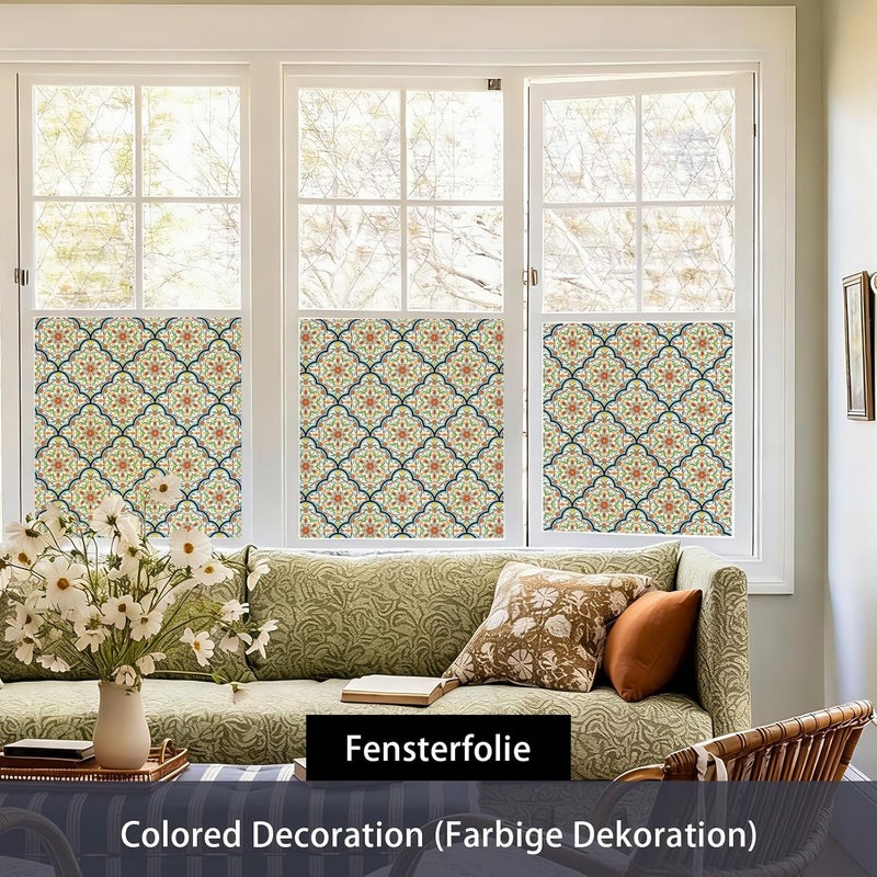 DKTIE Fensterfolie, Sichtschutzfolie, dekorative Fensterfolie im Bohème-Stil (Psychedelic Colorful 02, 44.5x200cm) - Image 5