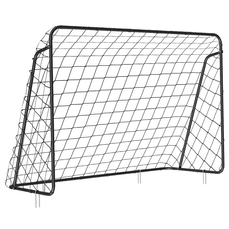 SONGMICS SONGMICS Children's Football Goal, Football Net, Quick Setup, for Garden, Yard, Park, Beach, Iron Tubes, PE Net, 215 x 76 x 150 cm, Black SZQ215BK - Image 1