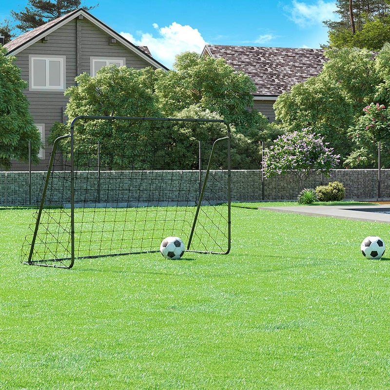 SONGMICS SONGMICS Children's Football Goal, Football Net, Quick Setup, for Garden, Yard, Park, Beach, Iron Tubes, PE Net, 215 x 76 x 150 cm, Black SZQ215BK - Image 2